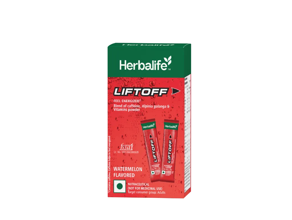 Liftoff® — A choice when you need a gentle boost in a day! Provides 80mg caffeine per serve. Caffeine gives you the gentle boost you need to stay alert and focused