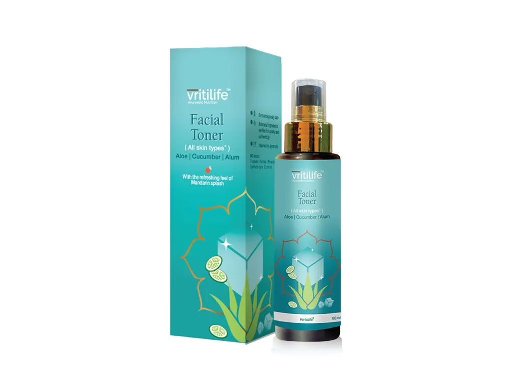 Vritilife® Facial Toner (All skin types*) — With the refreshing feel of Mandarin splash, experience the goodness of Aloe and cucumber.