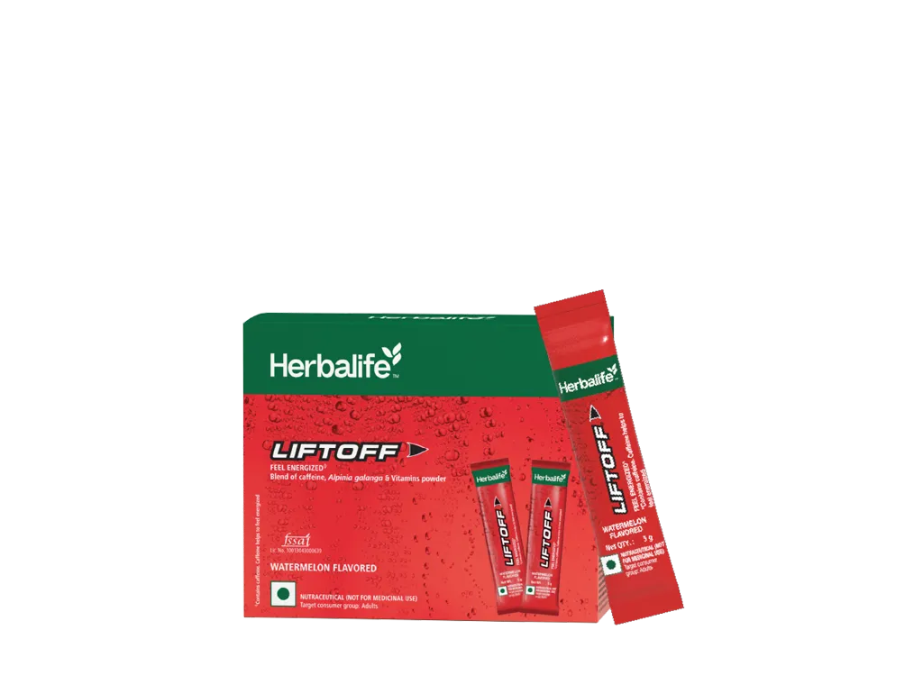 Liftoff® — A choice when you need a gentle boost in a day! Provides 80mg caffeine per serve. Caffeine gives you the gentle boost you need to stay alert and focused