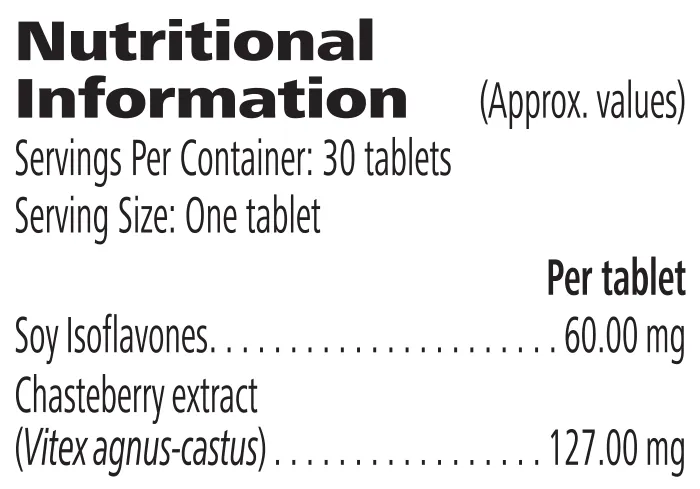 Nutrition information label for Woman's Choice