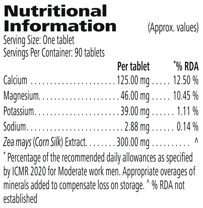 Nutrition information label for Cell-U-Loss
